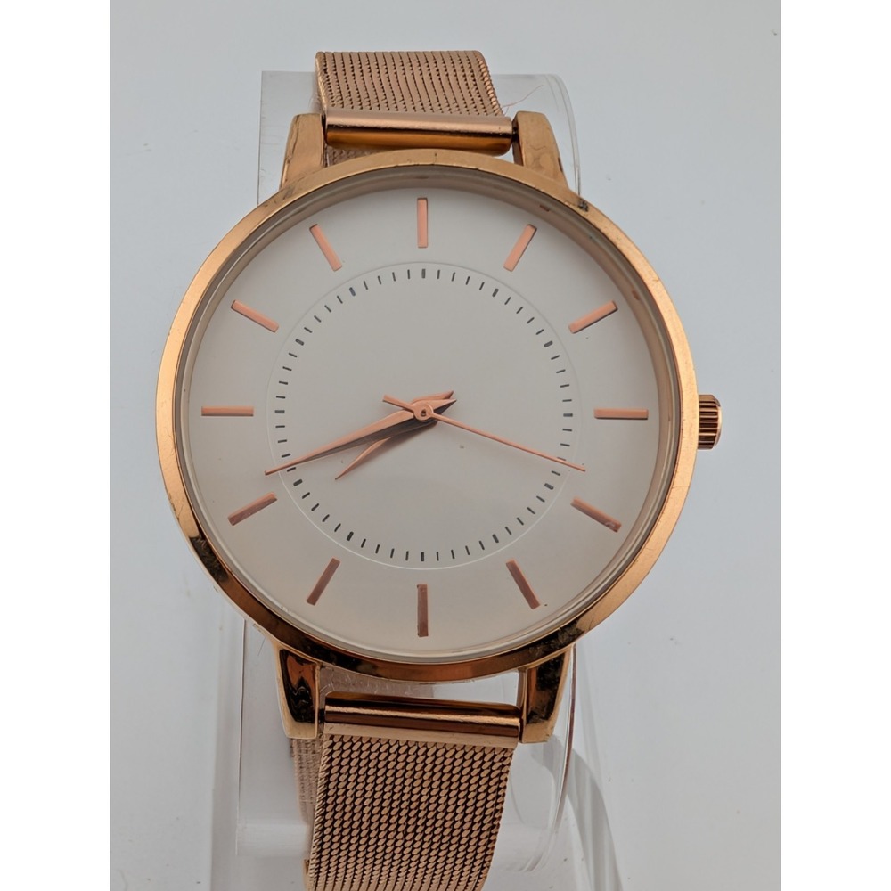 H&M Watch Women 38mm Rose Gold Case Mesh‎ Metal Band- New Battery